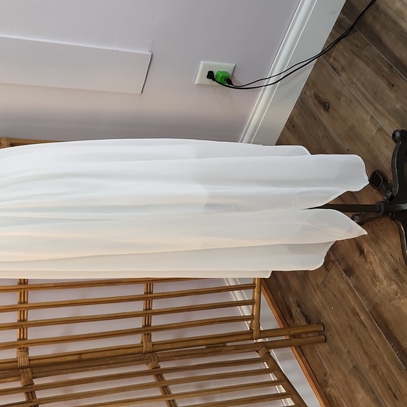 Divided H&M white sheer dress flowy knit top sz 12 asymmetrical hem slip dress - Picture 9 of 12